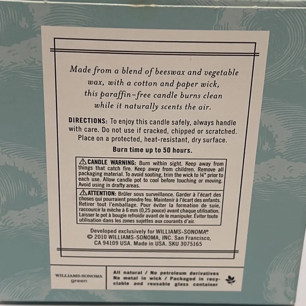 Williams Sonoma Essential Oils FLEUR DE SEL Candle